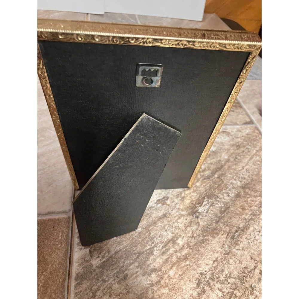 Vintage Gold Ornate Ring Display Case Glass Top Velvet 7 Row Jewelry Box 5x7